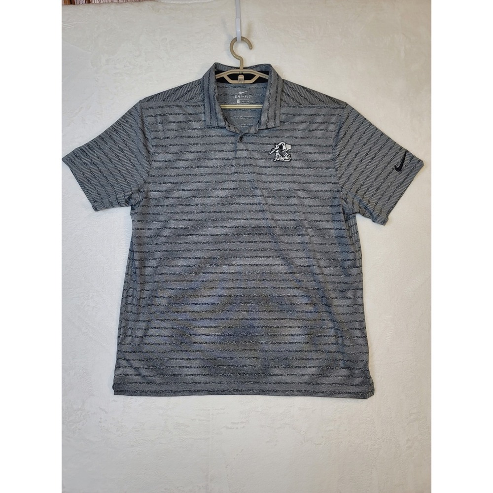 Nike Dri-FIT Knights Golf Polo‎ Shirt Mens XL Grey Striped Preppy Vaca Resort